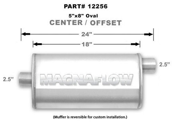 Magnaflow Perf Exhaust Stainless Muffler 2.5In Offset In/Center Out 12256