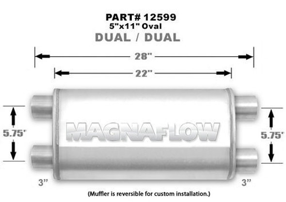 Magnaflow Perf Exhaust Muffler Stainless 3In Dual In/Out 12599