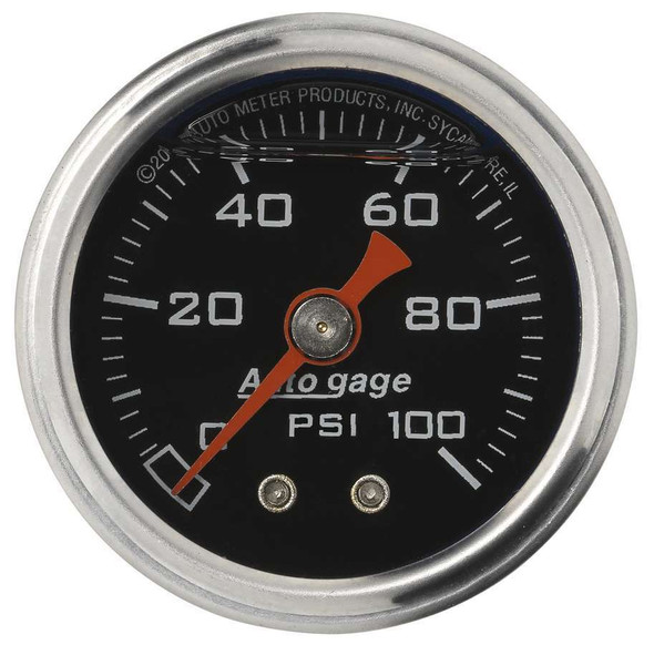 Autometer 1-1/2In Pressure Gauge - 0-100Psi - Black Face 2174