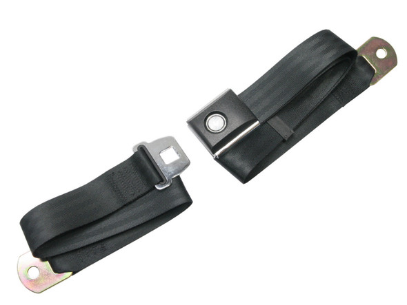 Drake Automotive Group 67-73 Mustang Seat Belts 2 Point Push Button Sb-Bk-Pbsb