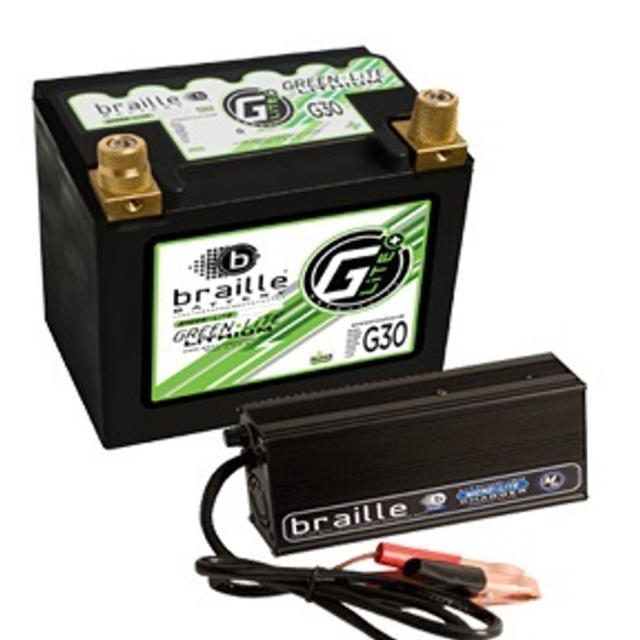 Braille Auto Battery Lithium 12 Volt Battery Green Lite W/Charger G30C