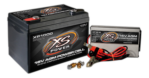 Xs Power Battery Agm Battery 16V 2 Post & Hf Charger Combo Kit Xp1000Ck1