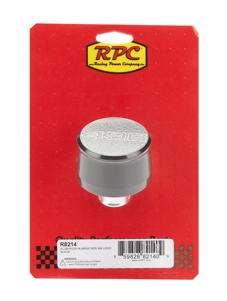 Racing Power Co-Packaged Valve Cover Breather 496 Logo Black Each R8214