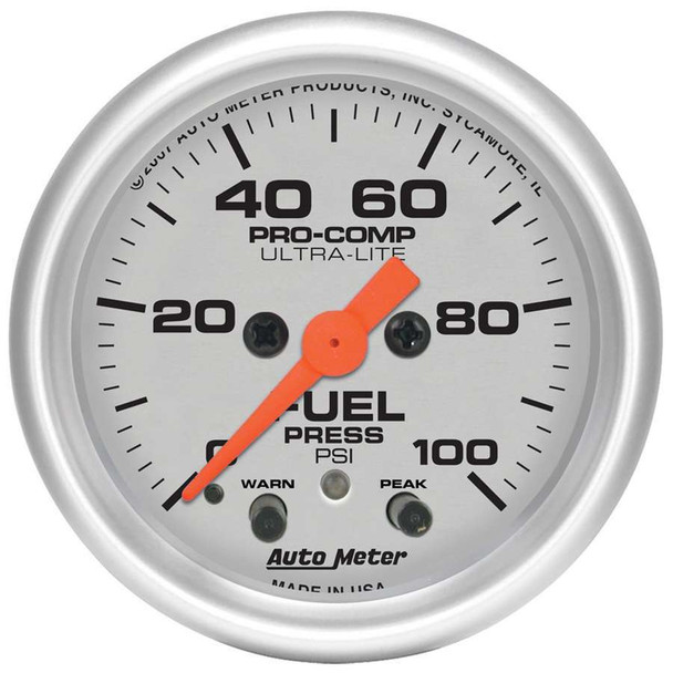 Autometer 2-1/16 U/L Fuel Press Gauge 0-100Psi 4371