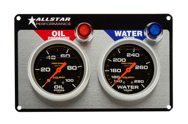 Allstar Performance 2 Gauge Panel A/M Op/Wt Liquid Filled All80120