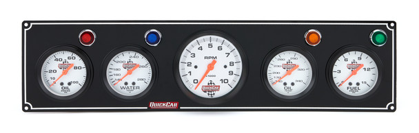QUICKCAR RACING PRODUCTS 3-1 Gauge Panel OP/WT/OP /FP w/3-3/8in Tach Black 61-67513