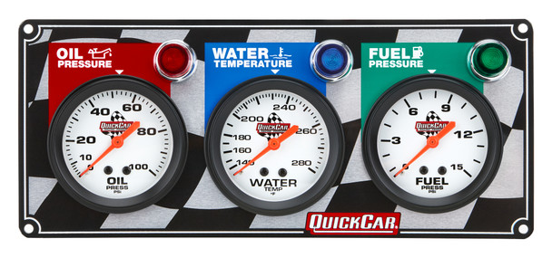 QUICKCAR RACING PRODUCTS 3 Gauge Panel OP/WT/FP  61-6012