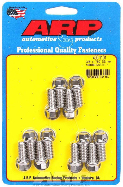 Arp S/S Header Bolt Kit - 3/8 X .750 Uhl (12) 400-1101