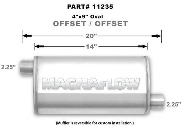 Magnaflow Perf Exhaust Stainless Muffler 2.25In. Offset In/Out 11235