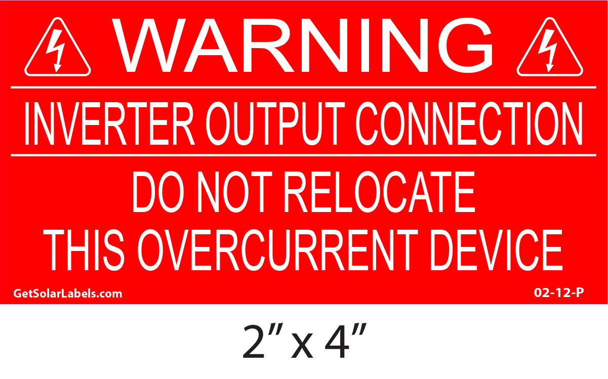 Inverter Output Connection Warning Placard