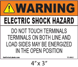 Warning Electric Shock Hazard Label Warning Electric Shock Hazard Label