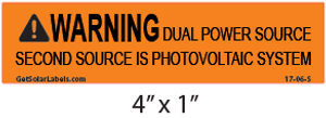 Warning Dual Power Source Second Source Is Photovoltaic System Label Warning Dual Power Source Second Source Is Photovoltaic System Label