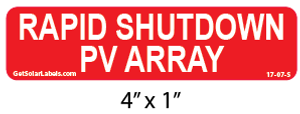 Rapid Shutdown PV Array Label Rapid Shutdown PV Array Label