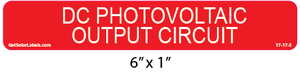 DC Photovoltaic Output Circuit Label DC Photovoltaic Output Circuit Label
