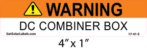Warning DC Combiner Box Label Warning DC Combiner Box Label