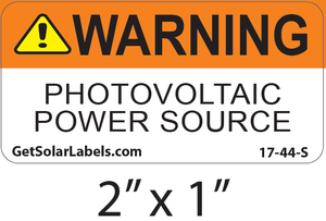 Warning Photovoltaic Power Source Label Warning Photovoltaic Power Source Label