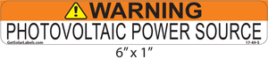 Warning Photovoltaic Power Source Label Warning Photovoltaic Power Source Label