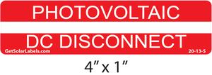 Photovoltaic DC Disconnect Label Photovoltaic DC Disconnect Label