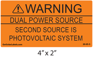 Warning Dual Power Source Second Source Is Photovoltaic System Label Warning Dual Power Source Second Source Is Photovoltaic System Label