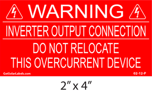 Warning Inverter Output Connection Warning Inverter Output Connection