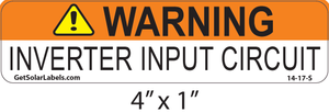 Warning Inverter Input Circuit Solar Label