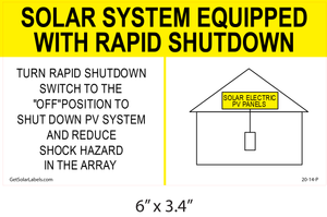 Solar System Equipped With Rapid Shutdown TriColor Solar Placard Solar System Equipped With Rapid Shutdown TriColor Solar Placard