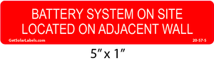 20-57 Battery System On Site Located Within Line Of Sight 20-57 Battery System On Site Located Within Line Of Sight