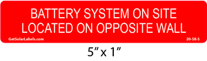 20-58 Battery System On Site Located On Opposite Wall 20-58 Battery System On Site Located On Opposite Wall