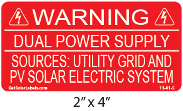 Warning Dual Power Supply Label