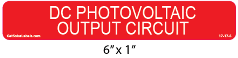 DC Photovoltaic Output Circuit Label