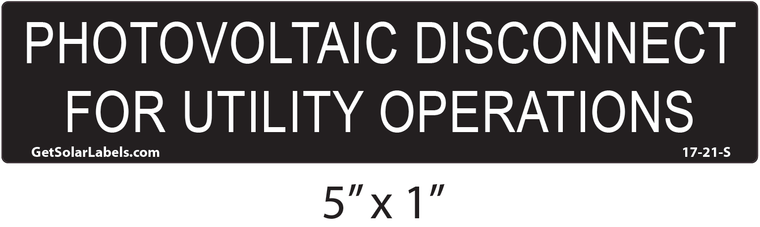 Photovoltaic Disconnect For Utility Operations Label