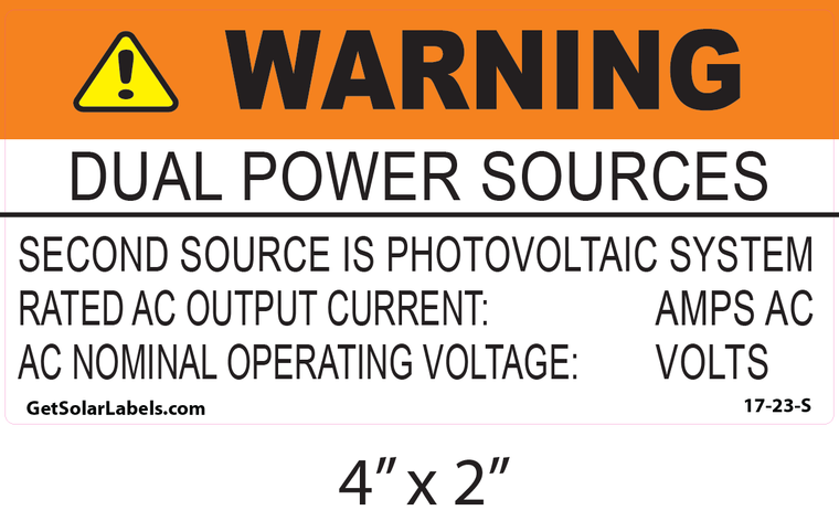 Warning Dual Power Sources Label