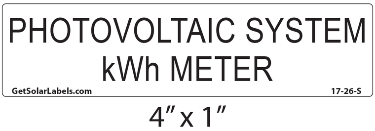 Photovoltaic System kWh Meter Label