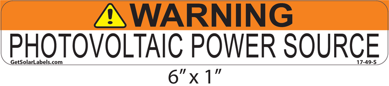 Warning Photovoltaic Power Source Label