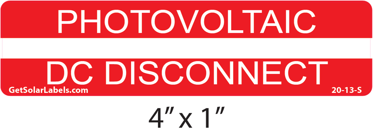 Photovoltaic DC Disconnect Label