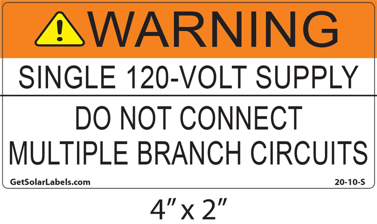 Warning Single 120-Volt Supply Label