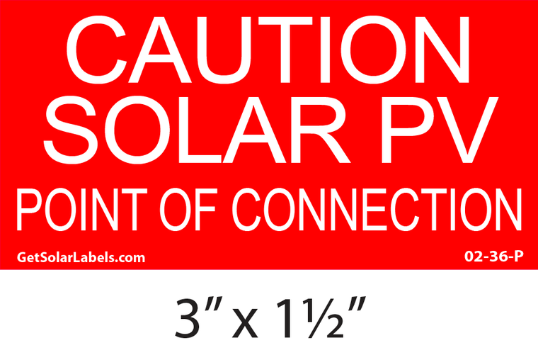 Caution Solar PV Point Of Connection