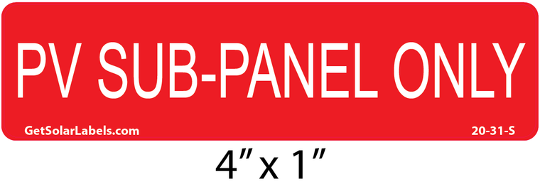 PV SUB PANEL ONLY LABEL