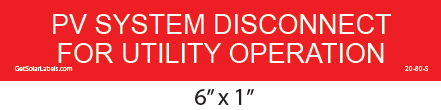 20-80 PV System Disconnect for Utility Operation