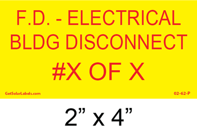 02-62 FD Electrical Building Disconnect | Get Solar Labels