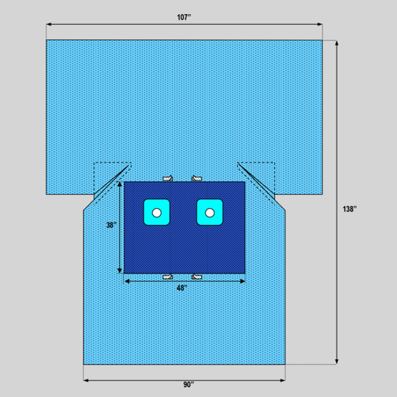 Bilateral Limb T Drape, 107" x 138"