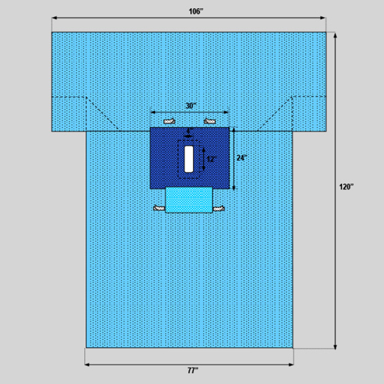 Laparotomy Drape with Arm Board Covers, 106" x 77" x 120"