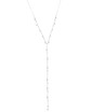 Crislu Bezel Set Adjustable Y- Necklace, Platinum