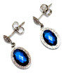 Small Drop Earrings with Blue Oval Crystals