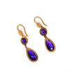 Drop Earrings with Multi-Shape Purple Crystals in Rose Gold