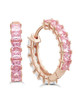 Crislu Duo Hoop Earrings with Pink and Clear Stones, 22 mm