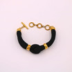 Adami & Martucci Black Mesh One String Twisted Bracelet With Gold Cuffs