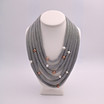 Adami & Martucci Multi-Strands Silver Mesh Necklace With Pearls and Balls