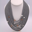 Adami & Martucci Multi-Strands Silver Mesh Necklace With Pearls and Balls