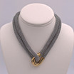 Adami & Martucci Silver Mesh Necklace With Yellow Gold Loop